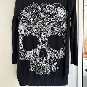 Mad Love Black Floral Skull Sweater Dress